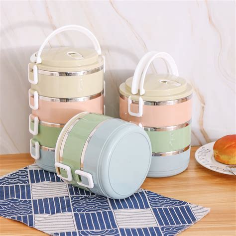 stacable steel round beno box|bento box with snack pods.